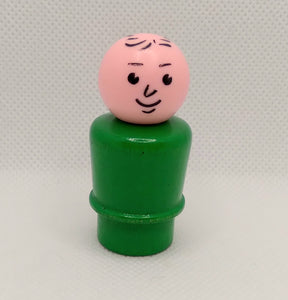 Green Body Stamped Hair Dad wood body/plastic head