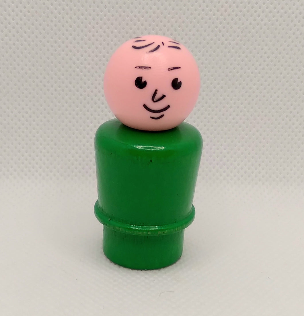 Green Body Stamped Hair Dad wood body/plastic head