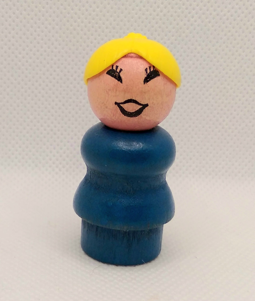 Blue Bodied Blonde Mom- all wood more angled eyes