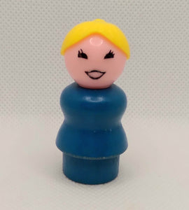 Blue Bodied Blonde Mom - wood body/plastic head