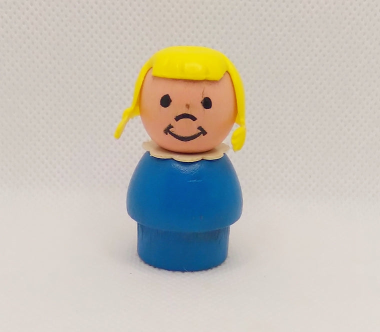 Blue body blonde pigtail girl all wood- regular smile