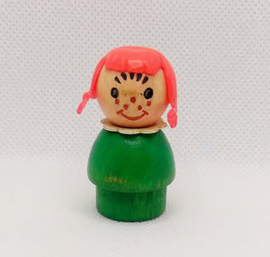 Green All wood red hair pigtail freckle girl