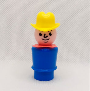 Blue body red scarf yellow hat cowboy Farmer man