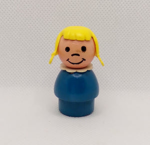 Blue body blonde pigtails girl- all wood- wider smile