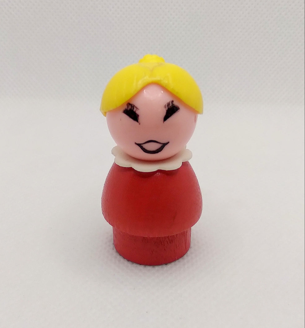 Red body blonde ponytail girl