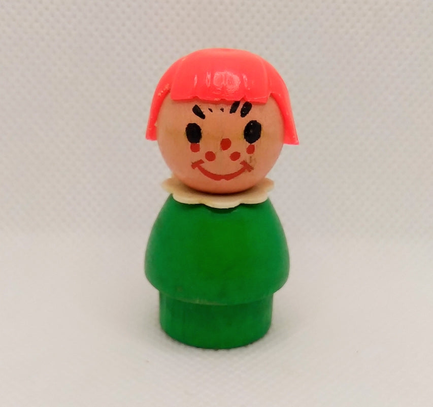 Green Body red haired freckles girl all wood
