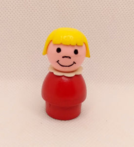 Red body blonde hair girl wood body/plastic head