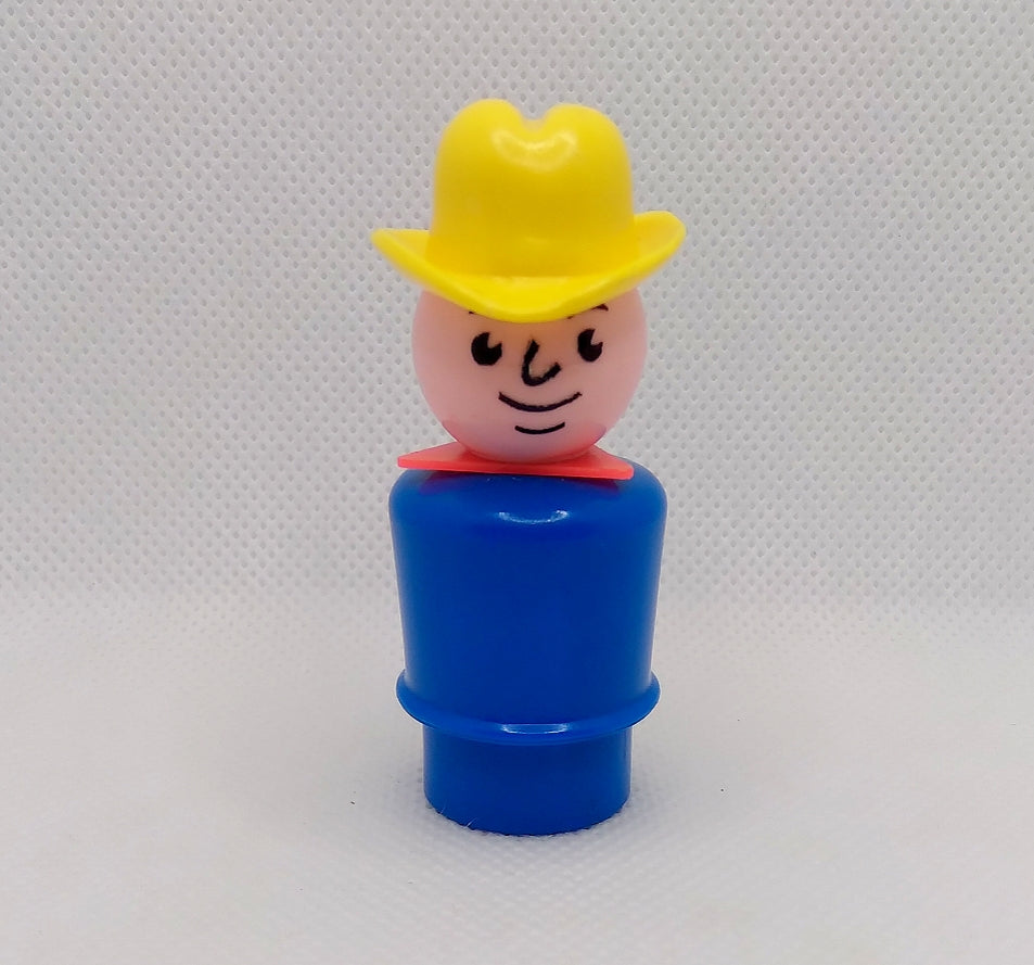 Blue body red triangle yellow hat Farmer cowboy man- All plastic