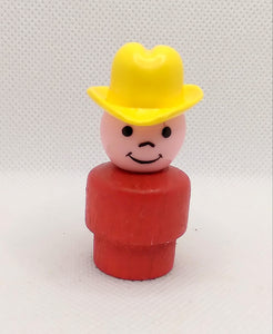 Cowboy Farmer Red Body Yellow Hat Boy wood body/plastic head
