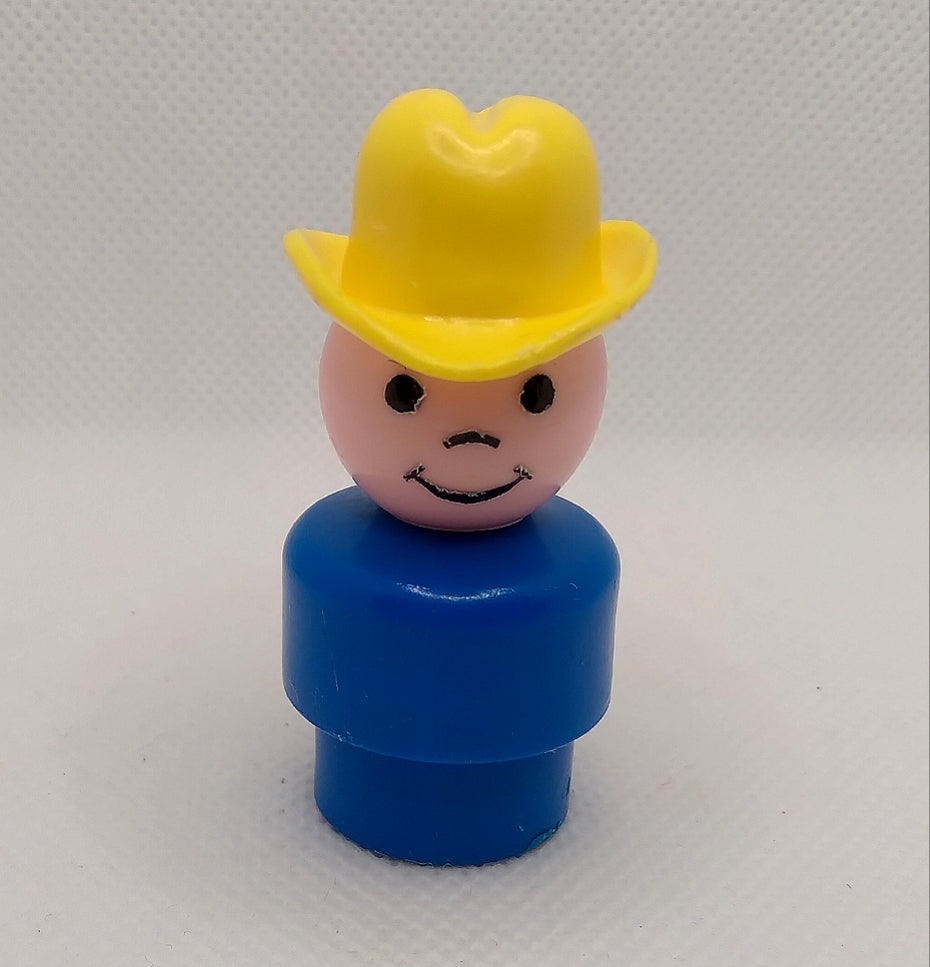 Blue Body Yellow Hat Farmer cowboy Boy- All plastic