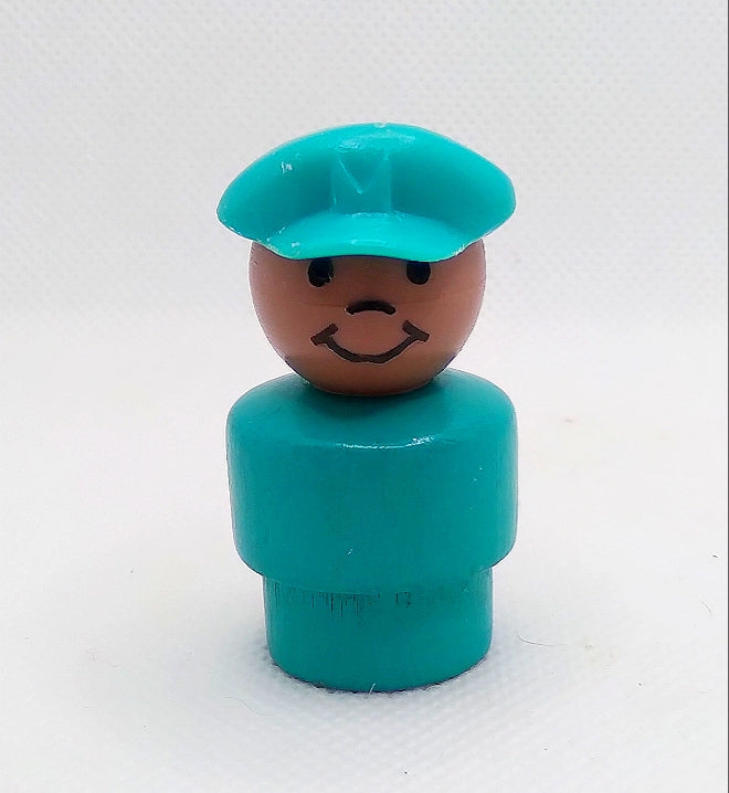 Airport Helicopter Pilot Boy Turquoise Wood Body/plastic head