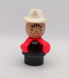 Old All Wood Fireman  Freckles White Hat Red Arms