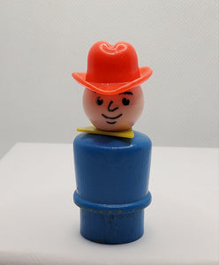 Farmer Cowboy Red Hat Yellow Triangle Scarf Blue Wood Body/plastic head