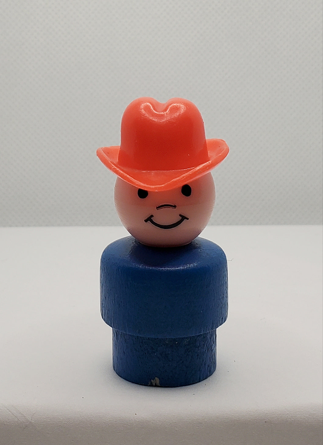 Farmer Boy Red Hat Blue Wood Body/plastic head Cowboy
