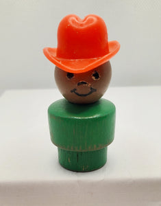 Green AA Wood Body/Plastic head Red Hat Cowboy