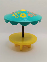 Load image into Gallery viewer, Umbrella Table Patio Set Turquoise top/yellow table Floral 1970-1973
