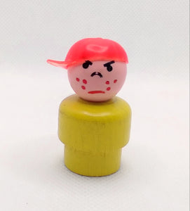 Yellow Bodied Red Cap Freckles Angry Boy Butch Wood Body/ Plastic Head Harder to find verson. Hat is sideways.