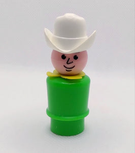 Farmer Cowboy Green Bodied White Gallon Hat Yellow Scarf
