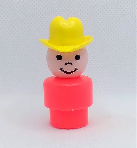 Farmer Cowboy Boy Red Bodied Yellow Hat- All plastic