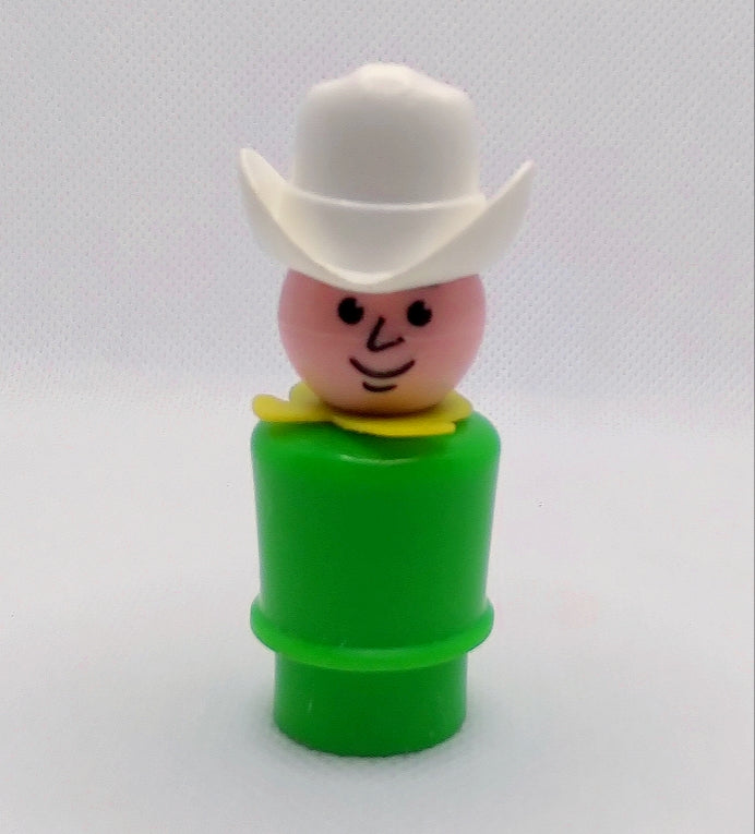Farmer Cowboy Green Bodied White Gallon Hat Yellow Scarf