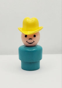 Turquoise Wood Body/Plastic head Yellow Hat Cowboy
